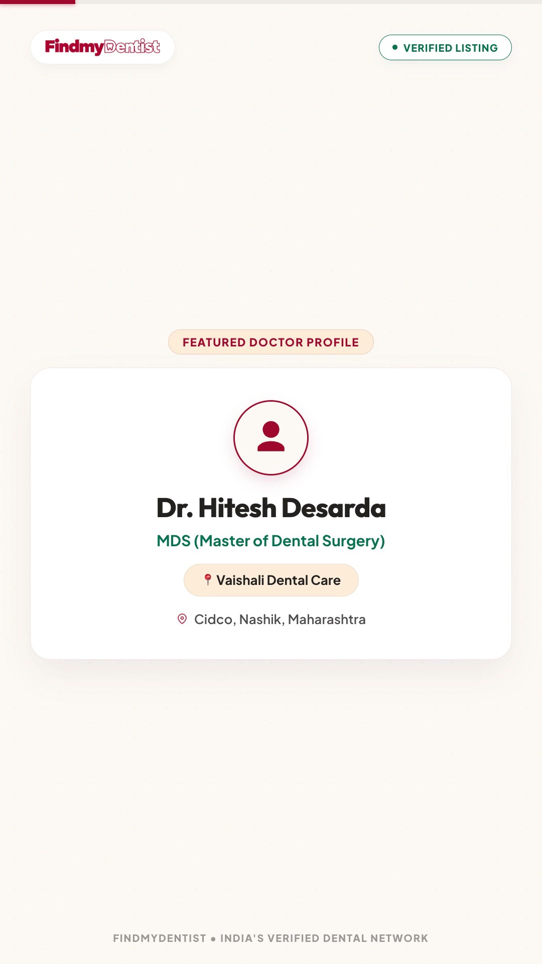 Dr. Hitesh Desarda MDS Video